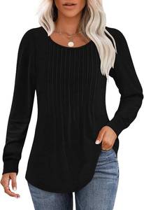 lot 4463 image: Yincro Womens Long Sleeve Shirts Fall Tunic Tops Dressy Casual Blouses Navy Blue Small