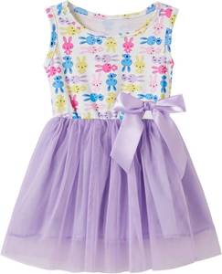 lot 4475 image: Girls Sleeveless Dress Toddler Bunny Tutu Sundress Casual Party Dresses Purple 56T