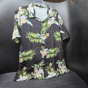 lot 4494 image: Mens Hawaiian Shirts Short Sleeve Button Down Tropical Beach Summer V Neck Shirt Black XL