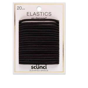 lot 136 image: Scunci Elevated Basics No-Damage 4mm Hair Elastics  Black  20-Pieces - Retail $10