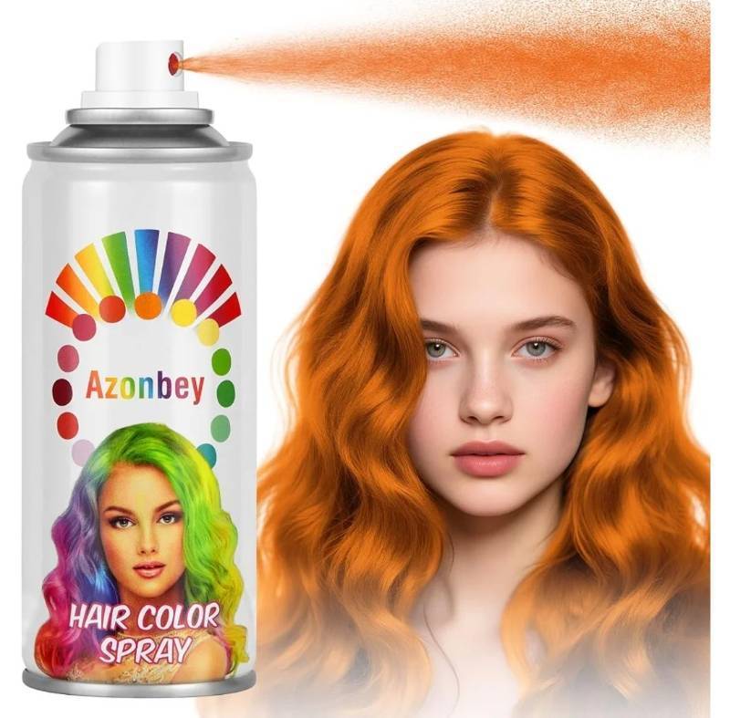 lot 63553 image: Halloween Hair Spray,Temporary Hair Color Spray for Women Kids Men,Washable Hairspray,Colored Hair Spray,Color Hairspray for Halloween,Party,Cosplay,Christmas Day (Orange) - Retail $10