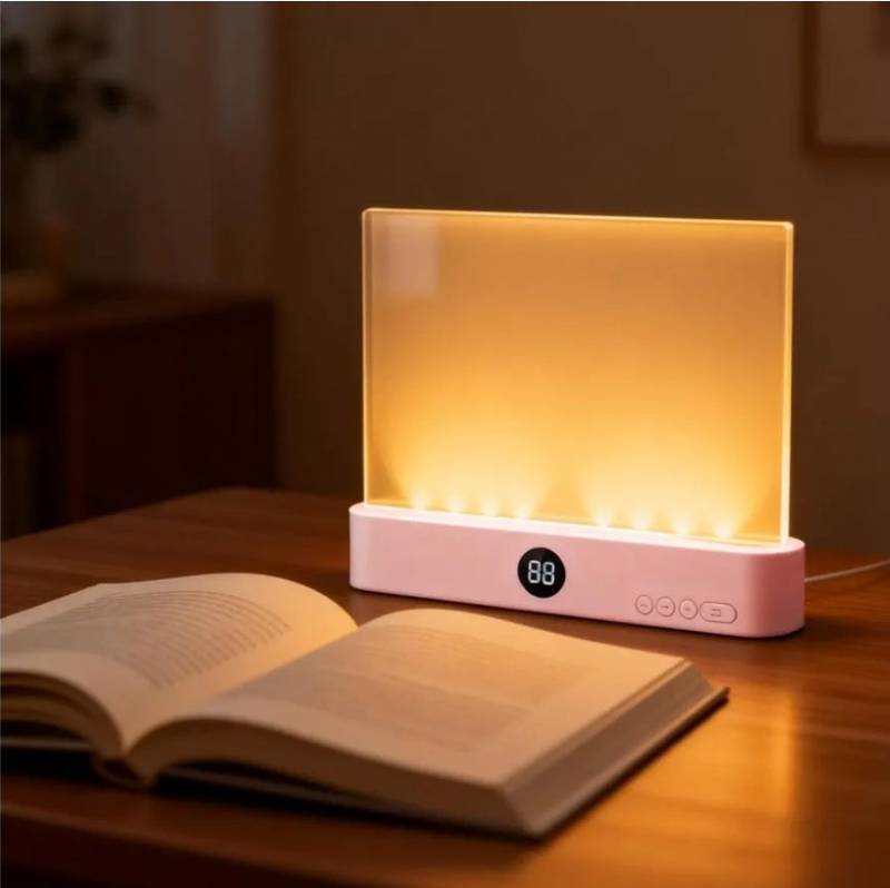 lot 63652 image: Book Lights for Reading at Night, Smart LED Reading Light, Flat Book Light, Rechargeable LED Clear Full Page Reading Light with 2 Colors & Timer, Dimmable Panel Plate Lamp for Readers Lovers (Pink) - Retail $21