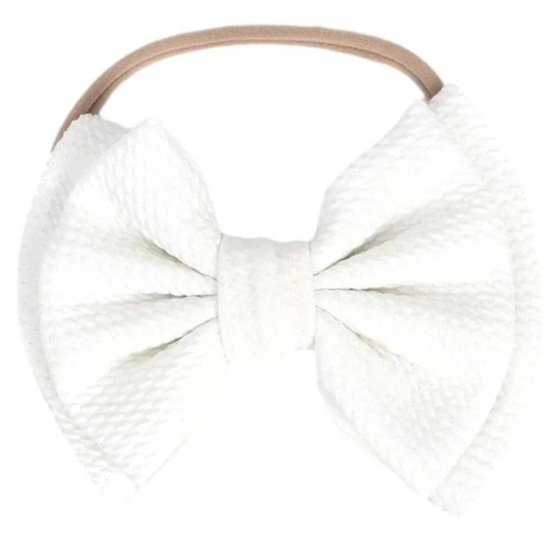 lot 63698 image: Baby Girls 5 Inches Soft Double Bow-knot Nylon Headband Toddler Headdress for Photography Party Festivals (White) - Retail $7