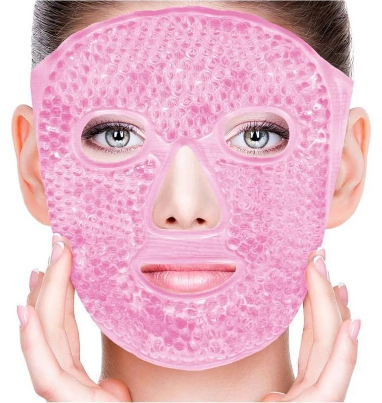 lot 63714 image: Cold Face Eye Masks Ice Face Mask Hot Cold Compress for Dark Circles, Puffiness, Migraines, Headache, Stress, Redness, Cooling Face Masks for Women Man, Skin Care - Retail $10
