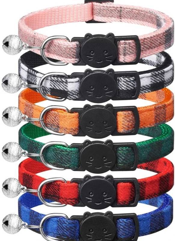 lot 63745 image: 6 Pack Classic Plaid Cat Collars with Bells - Breakaway Kitten Collar and Adjustable 6-9 in,Cute Kitty Collar for Girl Boy Cats,Pet Gifts,Accessories,Supplies,Stuff - Retail $6