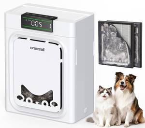 lot 58638 image: Pet Air Purifiers for Home with Washable Filters, Home Large Room Up To 1410Ft�,CADR 320m�h,25dB,PM2.5 Display,220g Double-sided Activated Carbon Filters - Retail $90