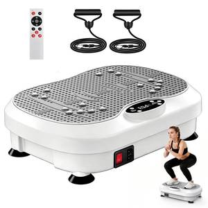 lot 58641 image: Vibration Plate Exercise Machine for Lymphatic Drainage with 200 Levels, Whole Body Fitness Workout Equipment Stand Shake Board Sport Gym for Weight Loss Fat Burner for Women Men (White) - Retail $50