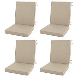 lot 58650 image: Outdoor Chair Cushions, Water-Resistant & Fade-Resistant, Patio Furniture Lawn Dining Chair Seat Replacement with Mid Back, Ties Zipper, Removable Cover, 18 x 16.5 Inch, Set of 4, Natural - Retail $130