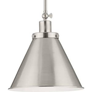 lot 58653 image: Progress Lighting P500325-009 Transitional One Light Pendant from Hinton Collection in Pewter, Nickel, Silver Finish, 12.75x12.25x12.25 - Retail $124