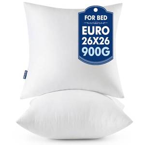 lot 58654 image: Throw Pillows Inserts, Pack of 2 26x26 Inch 100% Virgin Fiber Filling Bed Couch Pillows - Retail $22