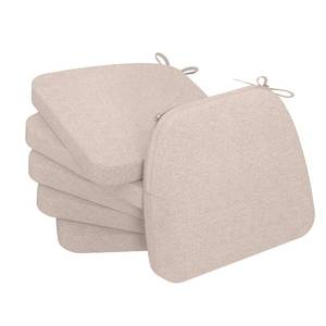 lot 58656 image: D-Shaped Chair Cushions, 2 Thick Dining Chair Pads with Ties and Removable, Machine-Washable Cover, 17 x 16, Set of 6, Oatmeal Beige - Retail $79