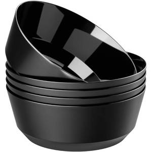 lot 58679 image: 8 Pack Plastic Serving Bowls 128oz Black Plastic Bowls Heavy Duty Disposable Serving Bowls for Party Snack & Salad & Candy & Bar Buffet & Wedding - Retail $35