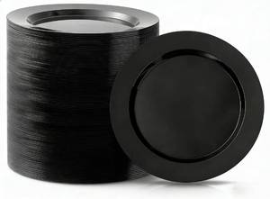 lot 58680 image: 100PCS Black Plastic Dinner Plates 10inch, Premium Hard Disposable Plates for Party, Wedding - Retail $50