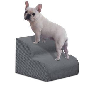 lot 58687 image: Mesa Lemon Dog Stairs & Steps for High Beds, 2 Steps High Density Foam Waterproof Dog Ramp for Small Dogs and Cats, Pet Stairs with Removable Washable Cover for Bed, Couch, Sofa and Car (H 11.8) - Retail $26