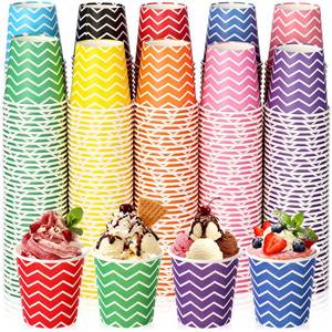 lot 58694 image: 500 Pack 5 oz Ice Cream Cups Disposable Bulk Ice Cream Sundae Bowls Paper Dessert Snack Frozen Yogurt Cups for Hot or Cold Food Wedding Baby Shower Birthday Bar Party Supplies, 10 Colors - Retail $30