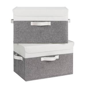 lot 58715 image: Fabric Storage Boxes, Memory Keepsake Box, Large Storage Bins with Lids, Closet Organizers, Toy Box, Storage Baskets for Shelves, WhiteGray, 2-Pack - Retail $20
