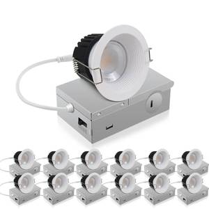lot 58727 image: 3 Inch 5CCT Anti-Glare LED Downlight with Junction Box, 2700K3000K4000K5000K Selectable, CRI90, 12W COB, 1160LM, IP65 Waterproof, Dimmable-ETL and Energy Star Certified (White,12 Pack) - Retail $140