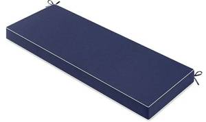 lot 58736 image: Navy Outdoor Bench Cushion 48x18x3 Inch Waterproof 3-Year Color Fastness Patio Furniture Cushions for Porch Swing, Garden Bench Sofa Couch with Adjustable Ties No Slip Design. - Retail $43