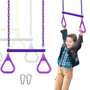 lot 58741 image: Duty Ring Trapeze Bar for Backyard-16.5 Trapeze Swing Bar- Swingset Accessories Outdoor with 47 Coated Chains 2 Snap Hooks (AB010004-3) - Retail $26