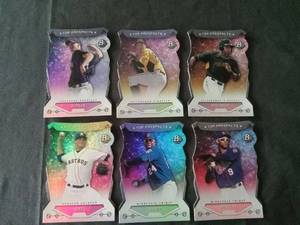 lot 6212 image: 2014 Bowman Platinum Top Prospects Die-Cut Card Lot (6 Cards) - Buxton, Polanco, Glasnow, Sano, Appel, Butler