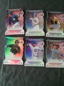 lot 6214 image: 2014 Bowman Platinum Top Prospects Die-Cut Baseball Card Lot of 6