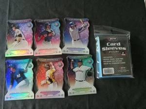 lot 6216 image: Bowman Top Prospects Die-Cut Holofoil Baseball Card Lot - Lindor, Frazier, Almora, Sanchez, Hanson, Appel with BCW Card Sleeves