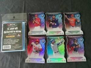 lot 6219 image: Bowman Platinum Top Prospects Die-Cut Holographic Baseball Card Lot with BCW Sleeves