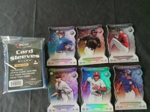 lot 6220 image: Bowman Platinum Top Prospects Die-Cut MLB Baseball Card Lot of 6 with BCW Card Sleeves
