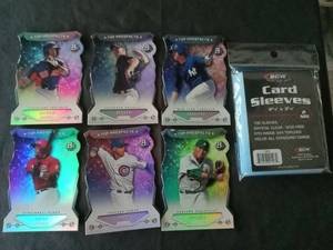 lot 6221 image: Bowman Platinum Top Prospects Baseball Card Lot of 6 with BCW Card Sleeves