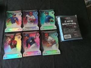 lot 6222 image: Bowman Platinum Top Prospects Die-Cut Holographic Baseball Card Lot of 6 with BCW Card Sleeves