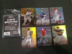 lot 6228 image: Bowman Platinum MLB Baseball Cards Lot of 6 with BCW Card Sleeves