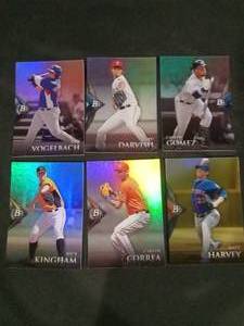 lot 6232 image: Bowman Platinum Baseball Card Lot - Correa, Darvish, Harvey, Gomez, Kingham, Vogelbach