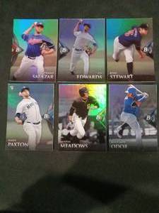 lot 6234 image: Bowman Platinum Baseball Refractor Card Lot - Paxton, Salazar, Meadows, Edwards, Odor, Stewart