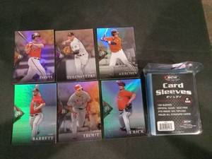 lot 6235 image: Bowman Platinum MLB Baseball Card Lot - Trout, Tulowitzki, Davis & More with BCW Sleeves