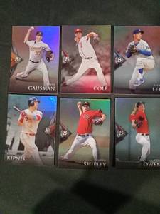 lot 6238 image: Bowman Platinum MLB Baseball Card Lot - Gausman, Cole, Kipnis, Shipley & More