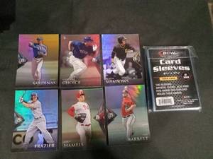 lot 6255 image: Bowman Platinum Baseball Cards Lot of 6 with BCW Card Sleeves