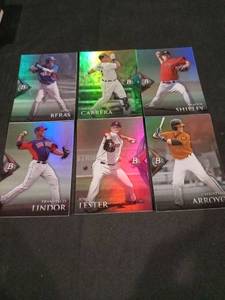 lot 6256 image: Bowman Platinum Baseball Card Lot - Lindor, Lester, Arroyo, Beras & More