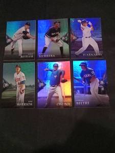 lot 6262 image: 2014 Bowman Platinum MLB Baseball Card Lot of 6 - Berrios, Butler, Osuna, Herrera, DArnaud, Beltre