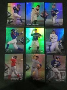 lot 6271 image: Bowman Platinum Baseball Refractor Cards Lot of 9