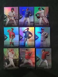 lot 6280 image: 2015 Bowman Platinum MLB Baseball Card Lot of 9 - Votto, Kimbrel, Sabathia & More