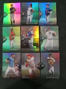 lot 6281 image: 2015 Bowman Platinum Baseball Holographic Refractor Card Lot of 9