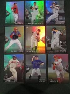 lot 6287 image: Bowman Platinum MLB Baseball Cards Lot of 9 - Pedroia, Gray, Santana & More