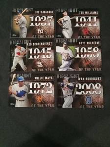 lot 6291 image: Topps MLB Highlight of the Year Baseball Card Lot of 6