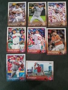 lot 6295 image: 2015 Topps MLB Baseball Card Lot of 8 - Johnson, Lester, Abbott, Urshela, Swihart, Vogelsong, Foltynewicz