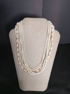 lot 6360 image: Multi-Strand Beaded Necklace with Oval Accents and Toggle Clasp