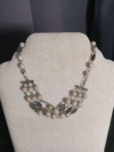 lot 6363 image: Beaded Necklace with Filigree Accents and Toggle Clasp