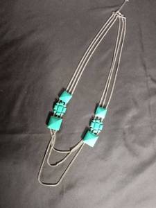 lot 6364 image: Multi-Strand Chain Necklace with Turquoise Geometric Beads