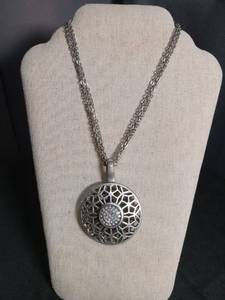 lot 6373 image: Silver-Tone Pendant Necklace with Geometric Circle Design