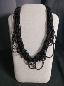 lot 6378 image: Black Beaded Multi-Strand Necklace