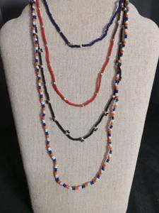 lot 6381 image: Beaded Necklace Lot 6 Pieces Multi-Color Seed Beads
